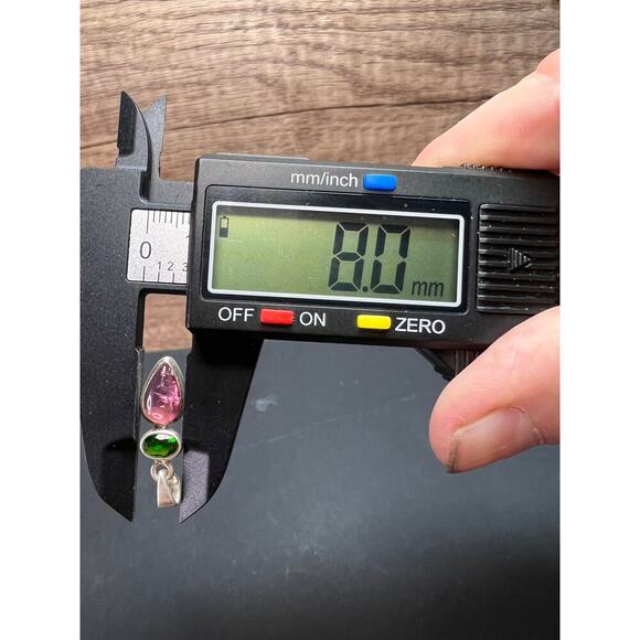 NEW Pink tourmaline and chrome diopside sterling silver pendant 1.75 grams - Picture 10 of 11